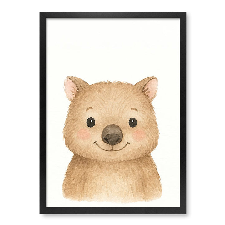 Animal Friends Wombat Children's Wall Art Print A2 (42 x 59.4cm) / Matte Black Frame / No Border from our Australian Made Framed Wall Art, Prints & Posters collection by Profile Products (Australia) Pty Ltd