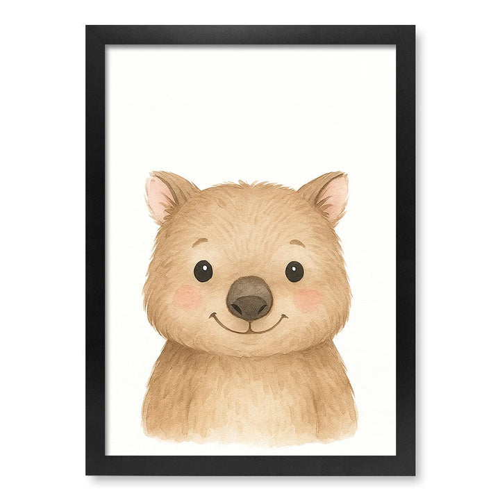Animal Friends Wombat Children's Wall Art Print A3 (29.7 x 42cm) / Matte Black Frame / No Border from our Australian Made Framed Wall Art, Prints & Posters collection by Profile Products (Australia) Pty Ltd