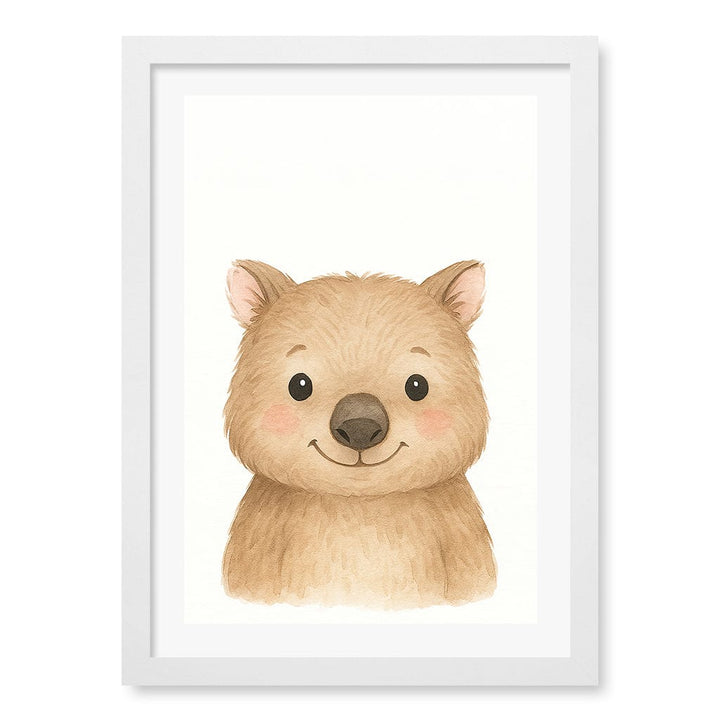 Animal Friends Wombat Children's Wall Art Print A3 (29.7 x 42cm) / Matte White Frame / White Border from our Australian Made Framed Wall Art, Prints & Posters collection by Profile Products (Australia) Pty Ltd