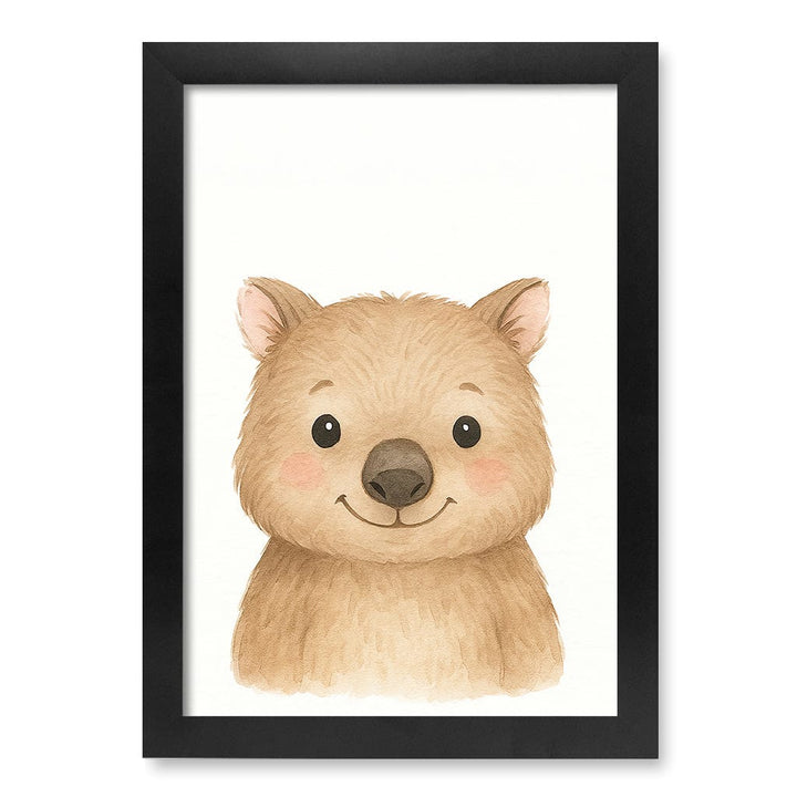 Animal Friends Wombat Children's Wall Art Print A4 (21 x 29.7cm) / Matte Black Frame / No Border from our Australian Made Framed Wall Art, Prints & Posters collection by Profile Products (Australia) Pty Ltd