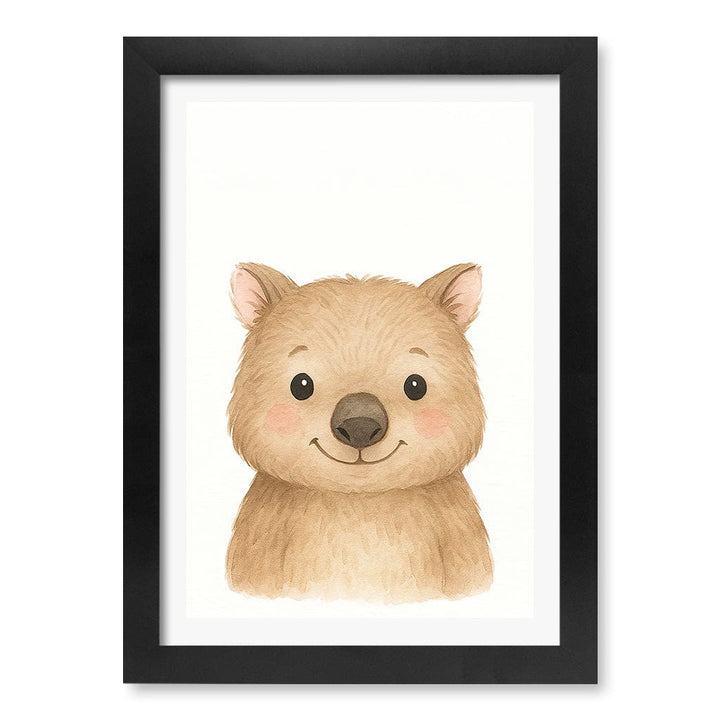 Animal Friends Wombat Children's Wall Art Print A4 (21 x 29.7cm) / Matte Black Frame / White Border from our Australian Made Framed Wall Art, Prints & Posters collection by Profile Products (Australia) Pty Ltd
