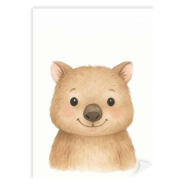Animal Friends Wombat Children's Wall Art Print A4 (21 x 29.7cm) / Print Only / No Border from our Australian Made Framed Wall Art, Prints & Posters collection by Profile Products (Australia) Pty Ltd