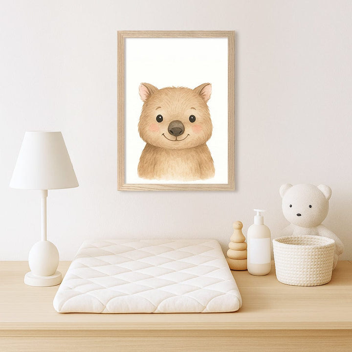 Animal Friends Wombat Children's Wall Art Print from our Australian Made Framed Wall Art, Prints & Posters collection by Profile Products (Australia) Pty Ltd