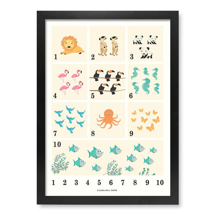 Animals by Numbers Kids Educational Wall Art Print A3 (29.7 x 42cm) / Matte Black Frame / No Border from our Australian Made Framed Wall Art, Prints & Posters collection by Profile Products (Australia) Pty Ltd