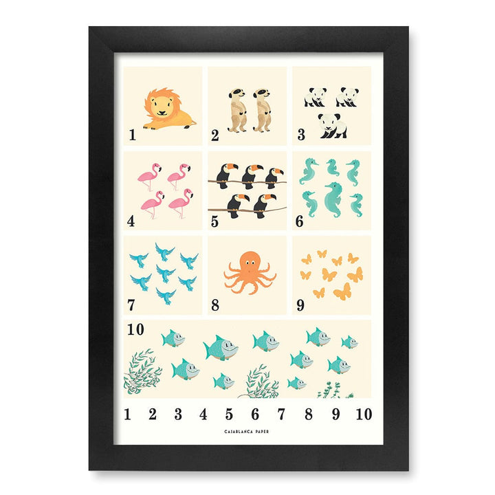 Animals by Numbers Kids Educational Wall Art Print A4 (21 x 29.7cm) / Matte Black Frame / No Border from our Australian Made Framed Wall Art, Prints & Posters collection by Profile Products (Australia) Pty Ltd