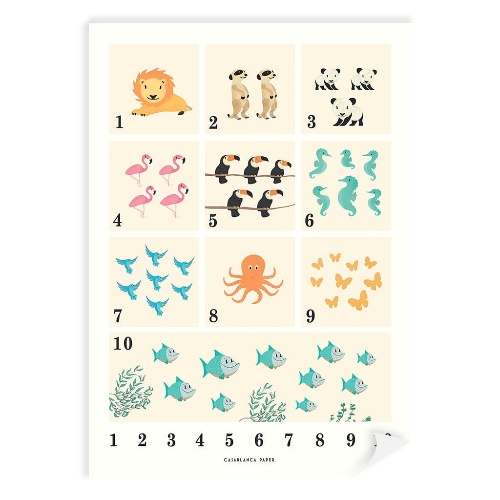 Animals by Numbers Kids Educational Wall Art Print A4 (21 x 29.7cm) / Print Only / No Border from our Australian Made Framed Wall Art, Prints & Posters collection by Profile Products (Australia) Pty Ltd