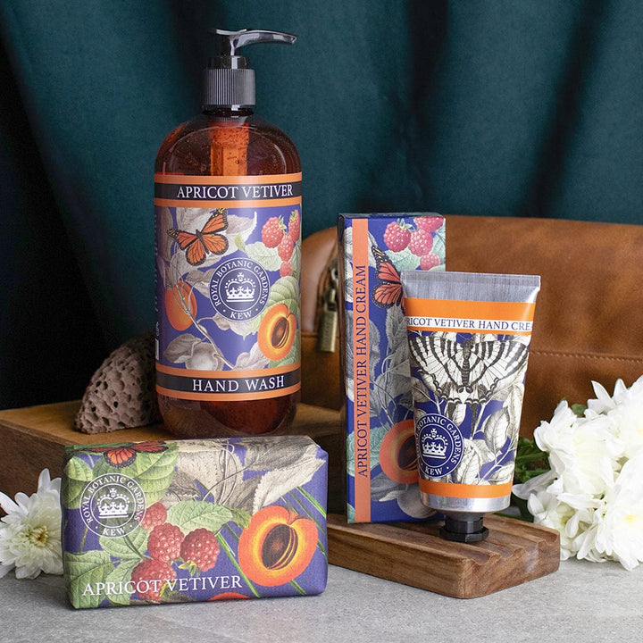 Apricot Vetiver Hand Cream, Soap & Wash Bundle - Royal Kew Gardens from our Body & Bath collection by The English Soap Company