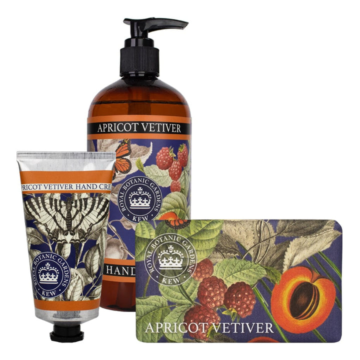 Apricot Vetiver Hand Cream, Soap & Wash Bundle - Royal Kew Gardens from our Body & Bath collection by The English Soap Company