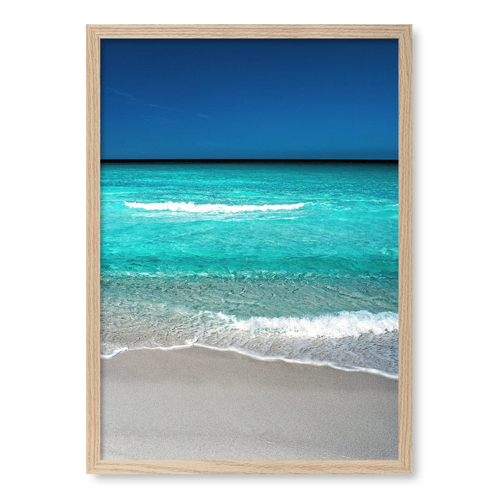 Aqua Blues 1 Binalong Bay Wall Art Print A2 (42 x 59.4cm) / Natural Oak Frame / No Border from our Australian Made Framed Wall Art, Prints & Posters collection by Profile Products (Australia) Pty Ltd