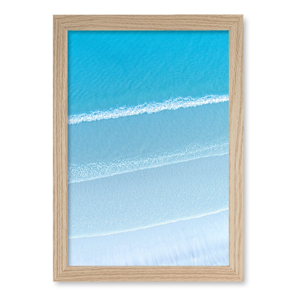 Aqua Blues 2 Callala Beach Wall Art Print A4 (21 x 29.7cm) / Natural Oak Frame / No Border from our Australian Made Framed Wall Art, Prints & Posters collection by Profile Products (Australia) Pty Ltd
