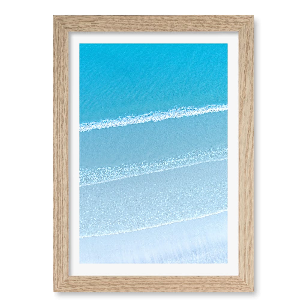 Aqua Blues 2 Callala Beach Wall Art Print A4 (21 x 29.7cm) / Natural Oak Frame / White Border from our Australian Made Framed Wall Art, Prints & Posters collection by Profile Products (Australia) Pty Ltd