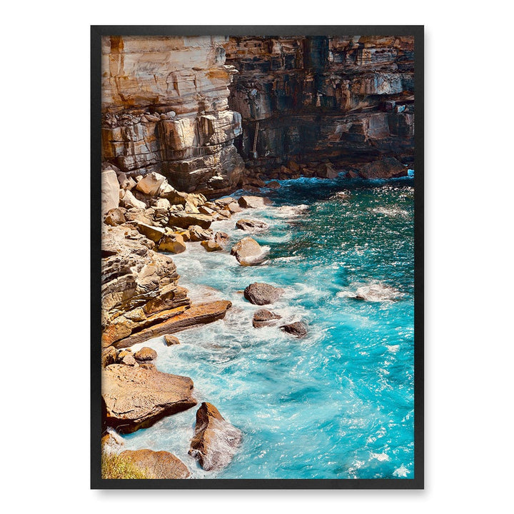 Aqua Rocks 1 Diamond Bay Reserve Wall Art Print A1 (59.4 x 84.1cm) / Matte Black Frame / No Border from our Australian Made Framed Wall Art, Prints & Posters collection by Profile Products (Australia) Pty Ltd