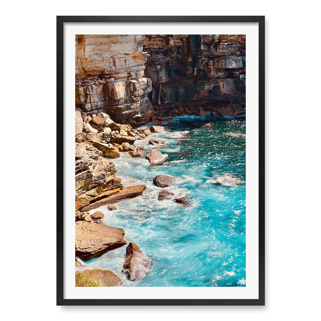 Aqua Rocks 1 Diamond Bay Reserve Wall Art Print A1 (59.4 x 84.1cm) / Matte Black Frame / White Border from our Australian Made Framed Wall Art, Prints & Posters collection by Profile Products (Australia) Pty Ltd