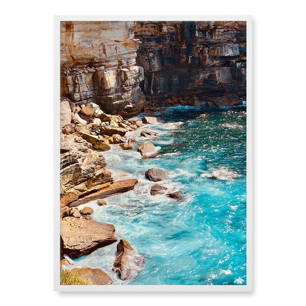 Aqua Rocks 1 Diamond Bay Reserve Wall Art Print A1 (59.4 x 84.1cm) / Matte White Frame / No Border from our Australian Made Framed Wall Art, Prints & Posters collection by Profile Products (Australia) Pty Ltd