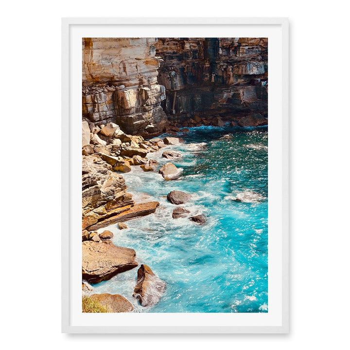 Aqua Rocks 1 Diamond Bay Reserve Wall Art Print A1 (59.4 x 84.1cm) / Matte White Frame / White Border from our Australian Made Framed Wall Art, Prints & Posters collection by Profile Products (Australia) Pty Ltd