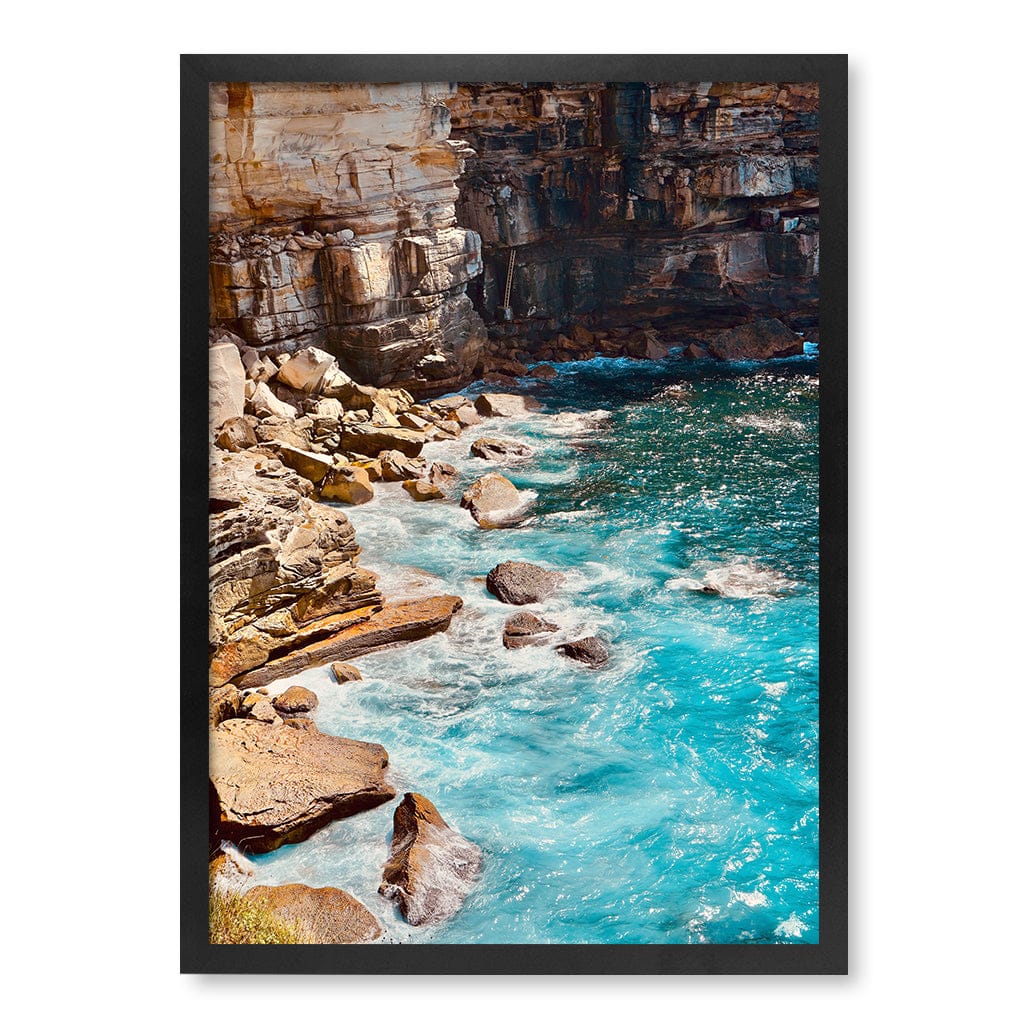 Aqua Rocks 1 Diamond Bay Reserve Wall Art Print A2 (42 x 59.4cm) / Matte Black Frame / No Border from our Australian Made Framed Wall Art, Prints & Posters collection by Profile Products (Australia) Pty Ltd