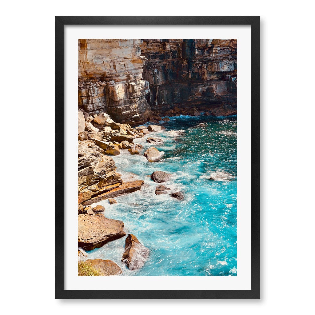 Aqua Rocks 1 Diamond Bay Reserve Wall Art Print A2 (42 x 59.4cm) / Matte Black Frame / White Border from our Australian Made Framed Wall Art, Prints & Posters collection by Profile Products (Australia) Pty Ltd