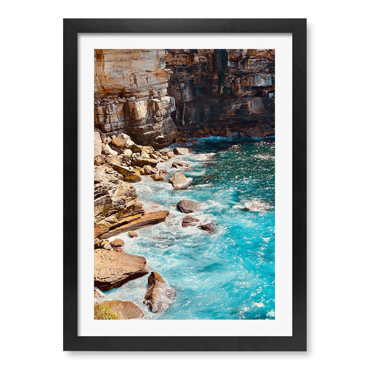 Aqua Rocks 1 Diamond Bay Reserve Wall Art Print A3 (29.7 x 42cm) / Matte Black Frame / White Border from our Australian Made Framed Wall Art, Prints & Posters collection by Profile Products (Australia) Pty Ltd