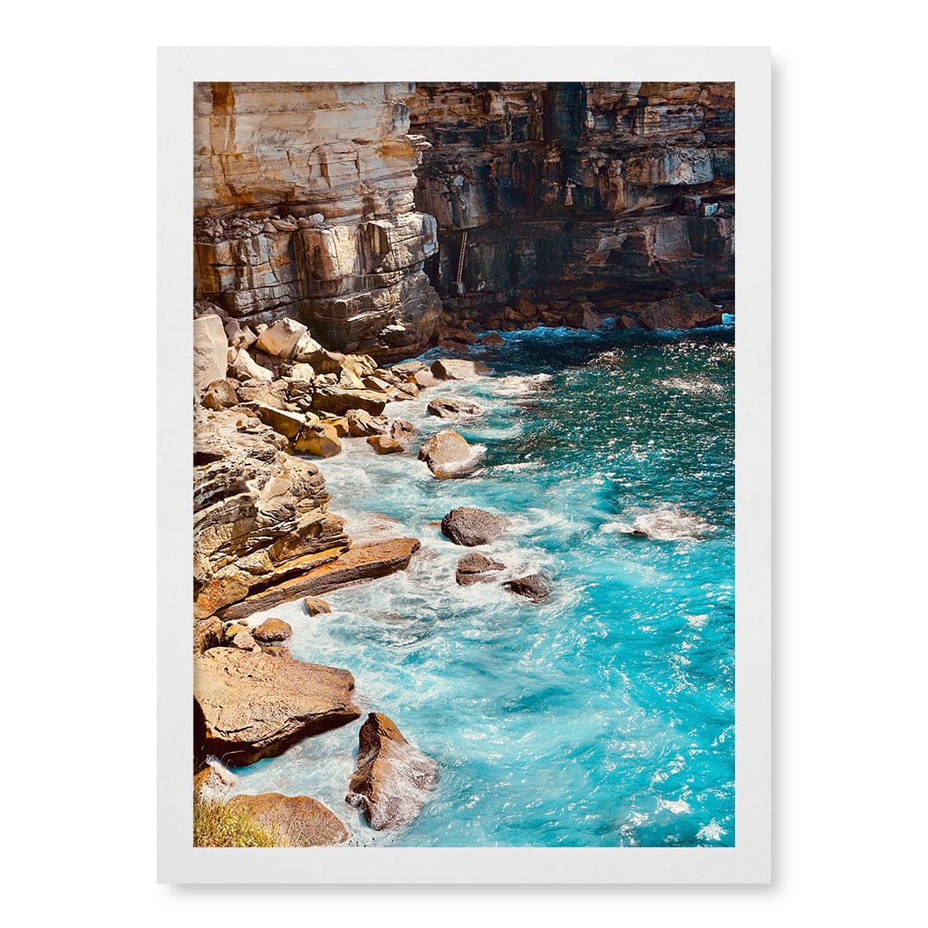 Aqua Rocks 1 Diamond Bay Reserve Wall Art Print A3 (29.7 x 42cm) / Matte White Frame / No Border from our Australian Made Framed Wall Art, Prints & Posters collection by Profile Products (Australia) Pty Ltd