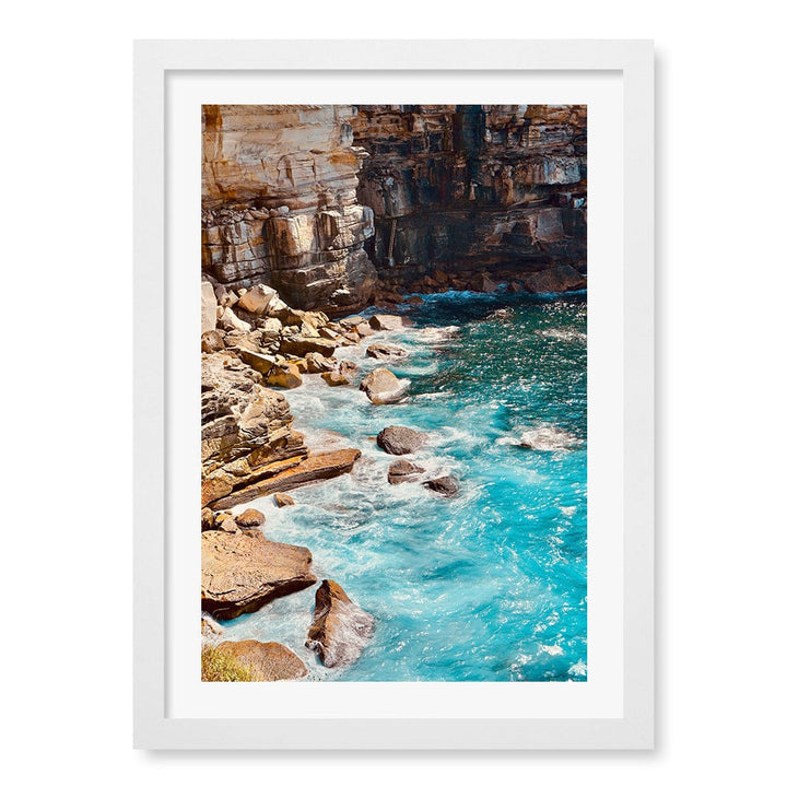 Aqua Rocks 1 Diamond Bay Reserve Wall Art Print A3 (29.7 x 42cm) / Matte White Frame / White Border from our Australian Made Framed Wall Art, Prints & Posters collection by Profile Products (Australia) Pty Ltd
