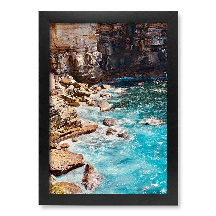 Aqua Rocks 1 Diamond Bay Reserve Wall Art Print A4 (21 x 29.7cm) / Matte Black Frame / No Border from our Australian Made Framed Wall Art, Prints & Posters collection by Profile Products (Australia) Pty Ltd