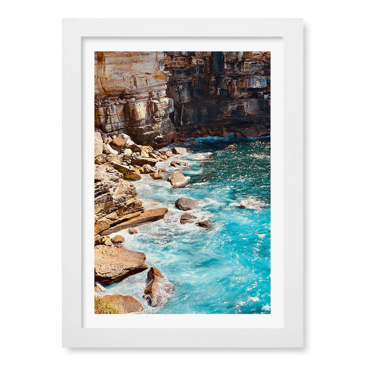 Aqua Rocks 1 Diamond Bay Reserve Wall Art Print A4 (21 x 29.7cm) / Matte White Frame / White Border from our Australian Made Framed Wall Art, Prints & Posters collection by Profile Products (Australia) Pty Ltd