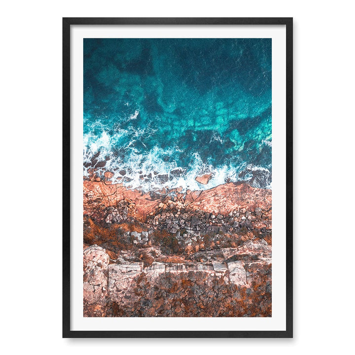 Aqua Rocks 2 North Head Manly Wall Art Print A1 (59.4 x 84.1cm) / Matte Black Frame / White Border from our Australian Made Framed Wall Art, Prints & Posters collection by Profile Products (Australia) Pty Ltd