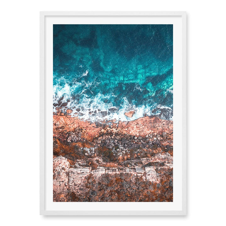 Aqua Rocks 2 North Head Manly Wall Art Print A1 (59.4 x 84.1cm) / Matte White Frame / White Border from our Australian Made Framed Wall Art, Prints & Posters collection by Profile Products (Australia) Pty Ltd