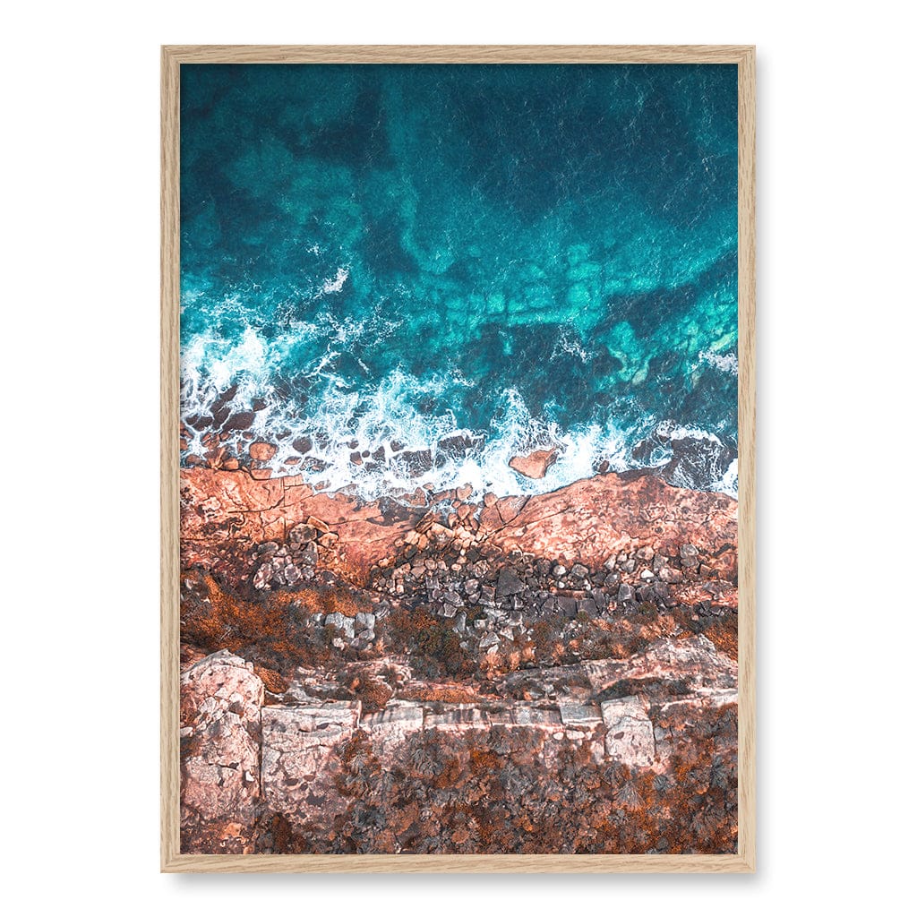 Aqua Rocks 2 North Head Manly Wall Art Print A1 (59.4 x 84.1cm) / Natural Oak Frame / No Border from our Australian Made Framed Wall Art, Prints & Posters collection by Profile Products (Australia) Pty Ltd