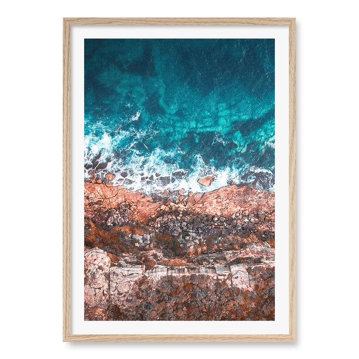 Aqua Rocks 2 North Head Manly Wall Art Print A1 (59.4 x 84.1cm) / Natural Oak Frame / White Border from our Australian Made Framed Wall Art, Prints & Posters collection by Profile Products (Australia) Pty Ltd