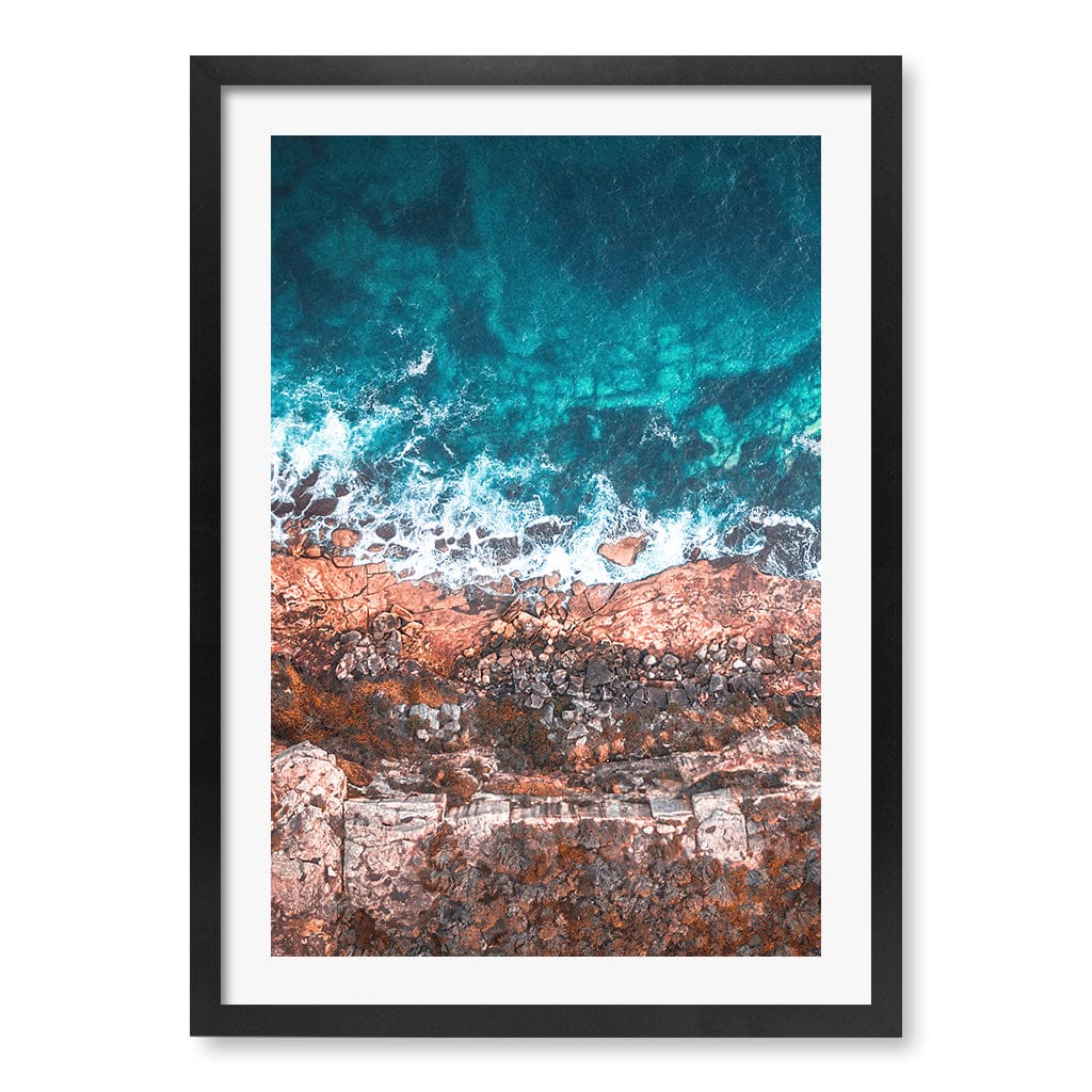 Aqua Rocks 2 North Head Manly Wall Art Print A2 (42 x 59.4cm) / Matte Black Frame / White Border from our Australian Made Framed Wall Art, Prints & Posters collection by Profile Products (Australia) Pty Ltd