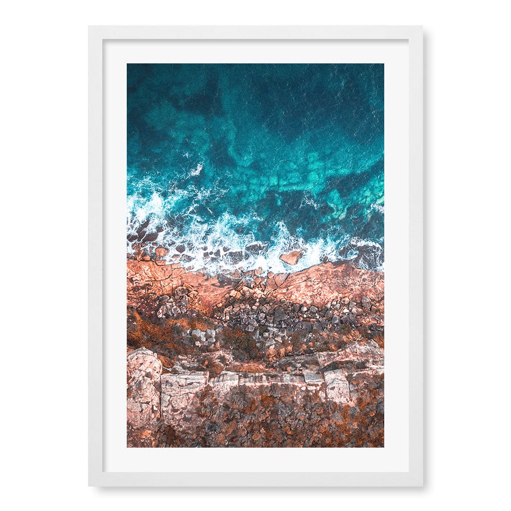Aqua Rocks 2 North Head Manly Wall Art Print A2 (42 x 59.4cm) / Matte White Frame / White Border from our Australian Made Framed Wall Art, Prints & Posters collection by Profile Products (Australia) Pty Ltd