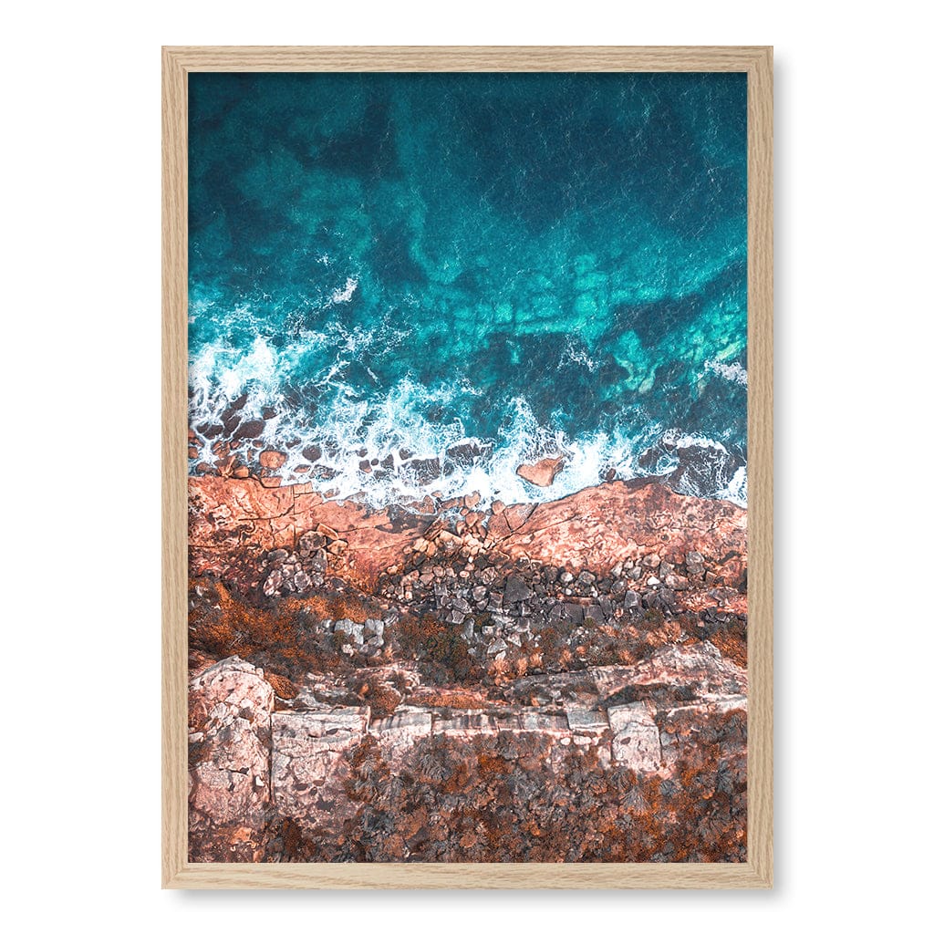 Aqua Rocks 2 North Head Manly Wall Art Print A2 (42 x 59.4cm) / Natural Oak Frame / No Border from our Australian Made Framed Wall Art, Prints & Posters collection by Profile Products (Australia) Pty Ltd