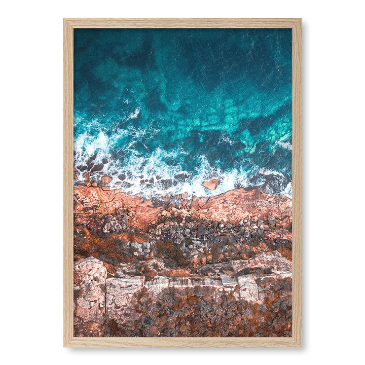 Aqua Rocks 2 North Head Manly Wall Art Print A2 (42 x 59.4cm) / Natural Oak Frame / No Border from our Australian Made Framed Wall Art, Prints & Posters collection by Profile Products (Australia) Pty Ltd