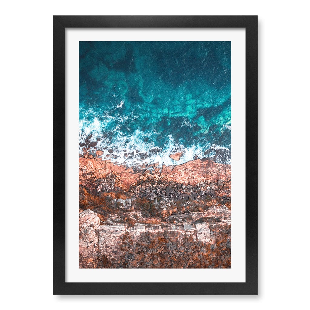 Aqua Rocks 2 North Head Manly Wall Art Print A3 (29.7 x 42cm) / Matte Black Frame / White Border from our Australian Made Framed Wall Art, Prints & Posters collection by Profile Products (Australia) Pty Ltd