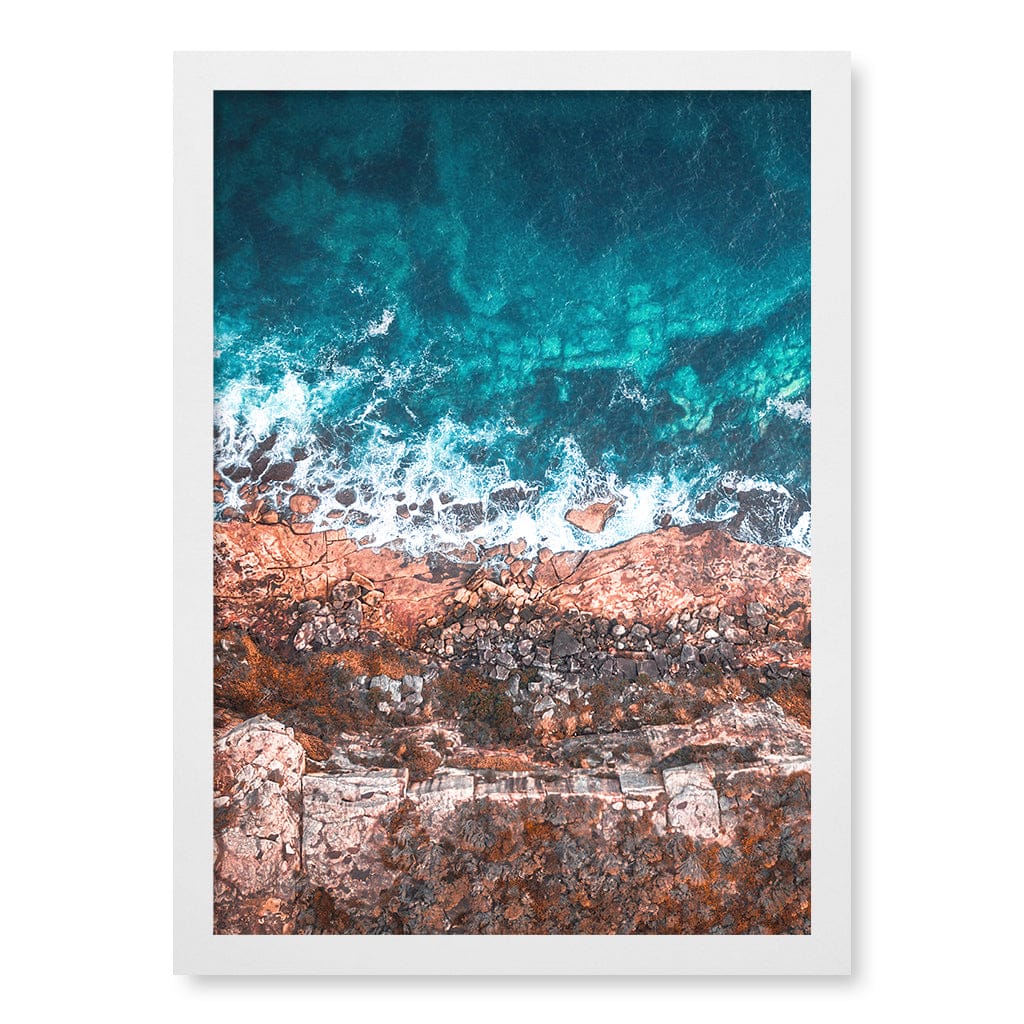 Aqua Rocks 2 North Head Manly Wall Art Print A3 (29.7 x 42cm) / Matte White Frame / No Border from our Australian Made Framed Wall Art, Prints & Posters collection by Profile Products (Australia) Pty Ltd