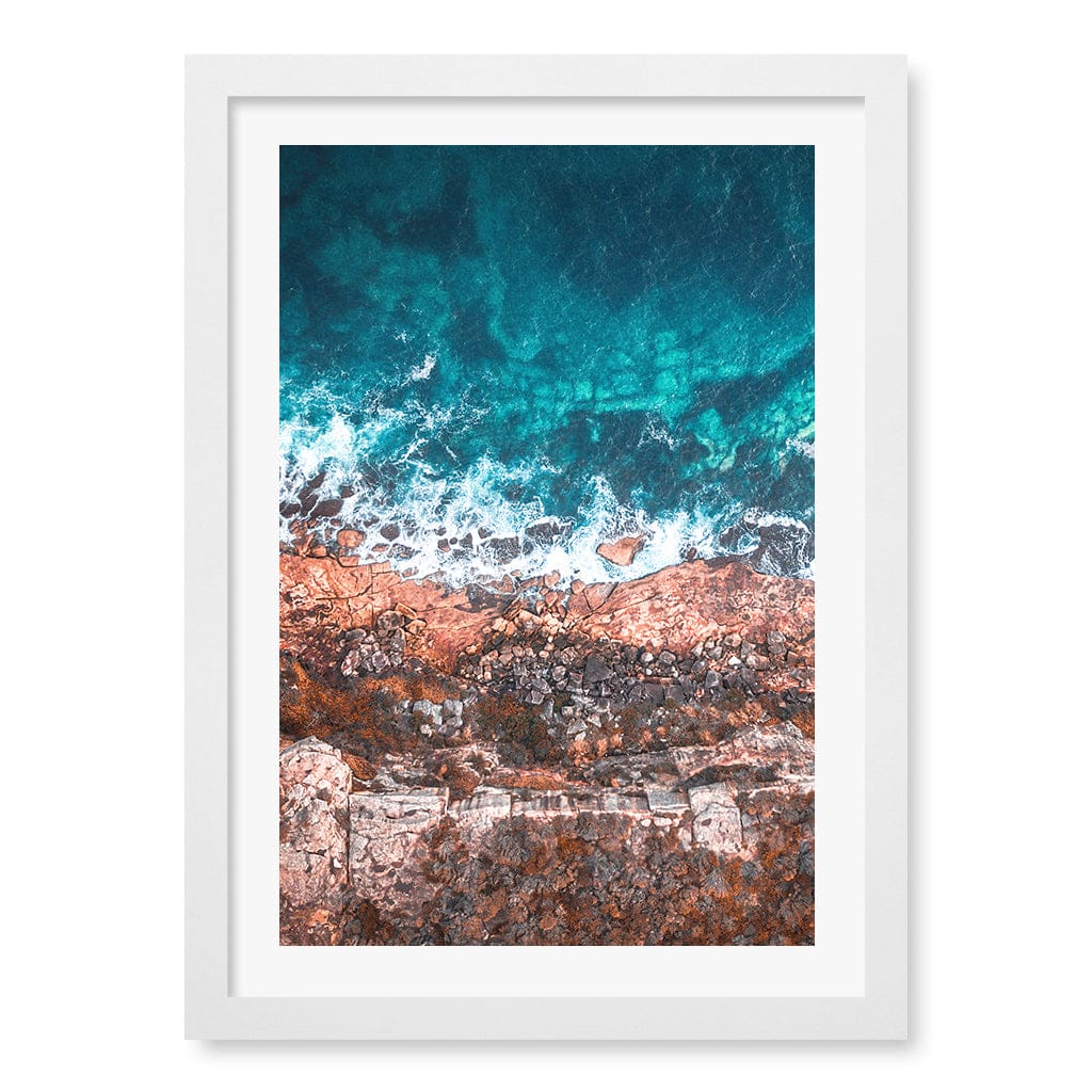 Aqua Rocks 2 North Head Manly Wall Art Print A3 (29.7 x 42cm) / Matte White Frame / White Border from our Australian Made Framed Wall Art, Prints & Posters collection by Profile Products (Australia) Pty Ltd