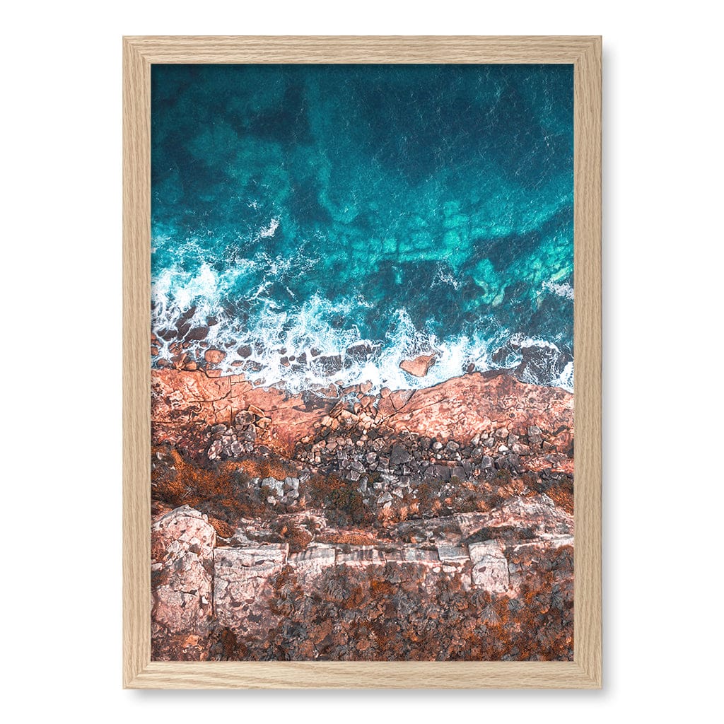 Aqua Rocks 2 North Head Manly Wall Art Print A3 (29.7 x 42cm) / Natural Oak Frame / No Border from our Australian Made Framed Wall Art, Prints & Posters collection by Profile Products (Australia) Pty Ltd