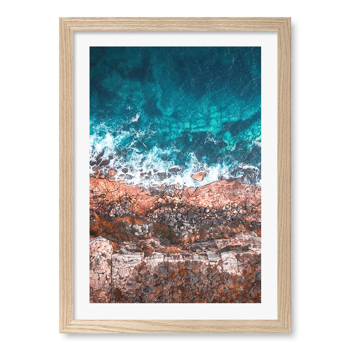 Aqua Rocks 2 North Head Manly Wall Art Print A3 (29.7 x 42cm) / Natural Oak Frame / White Border from our Australian Made Framed Wall Art, Prints & Posters collection by Profile Products (Australia) Pty Ltd