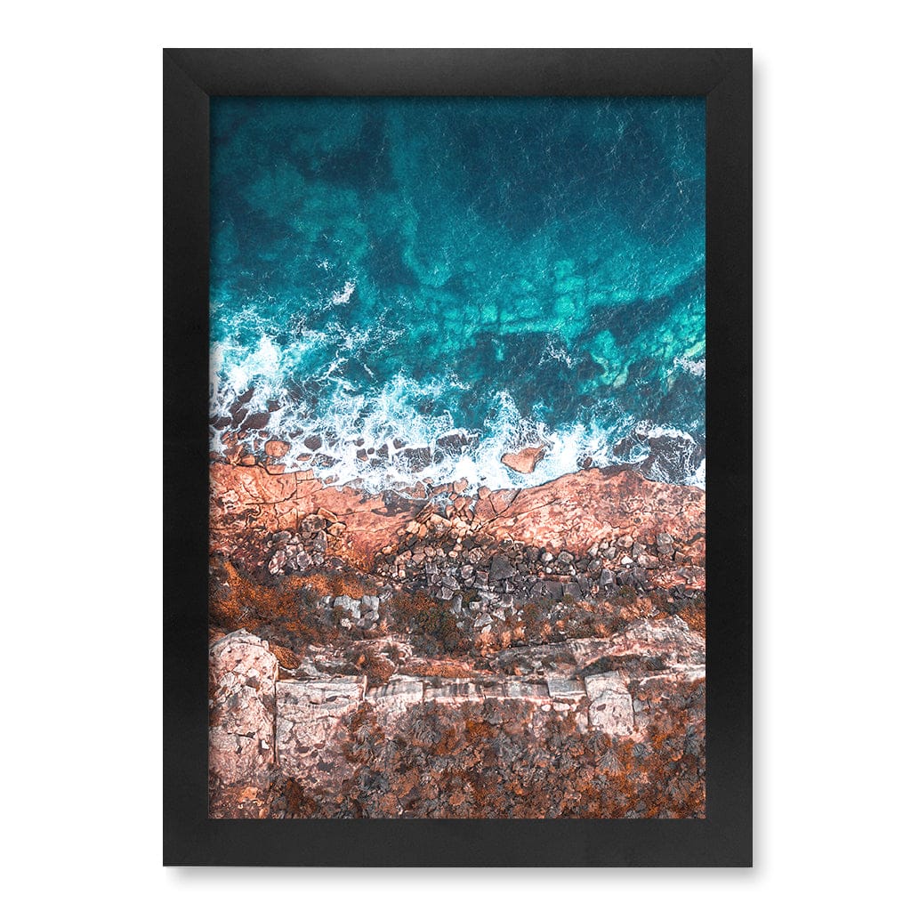 Aqua Rocks 2 North Head Manly Wall Art Print A4 (21 x 29.7cm) / Matte Black Frame / No Border from our Australian Made Framed Wall Art, Prints & Posters collection by Profile Products (Australia) Pty Ltd