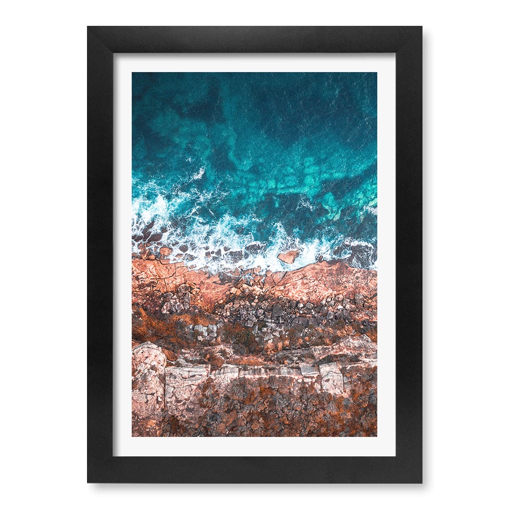 Aqua Rocks 2 North Head Manly Wall Art Print A4 (21 x 29.7cm) / Matte Black Frame / White Border from our Australian Made Framed Wall Art, Prints & Posters collection by Profile Products (Australia) Pty Ltd