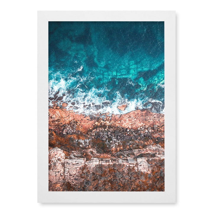 Aqua Rocks 2 North Head Manly Wall Art Print A4 (21 x 29.7cm) / Matte White Frame / No Border from our Australian Made Framed Wall Art, Prints & Posters collection by Profile Products (Australia) Pty Ltd