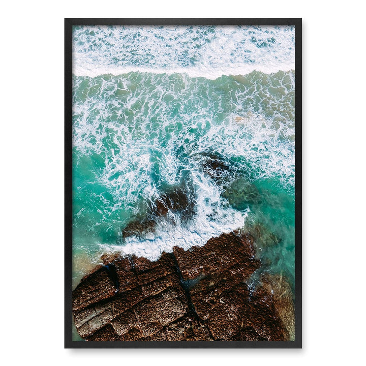 Aqua Rocks 3 Point Cartwright Wall Art Print A1 (59.4 x 84.1cm) / Matte Black Frame / No Border from our Australian Made Framed Wall Art, Prints & Posters collection by Profile Products (Australia) Pty Ltd