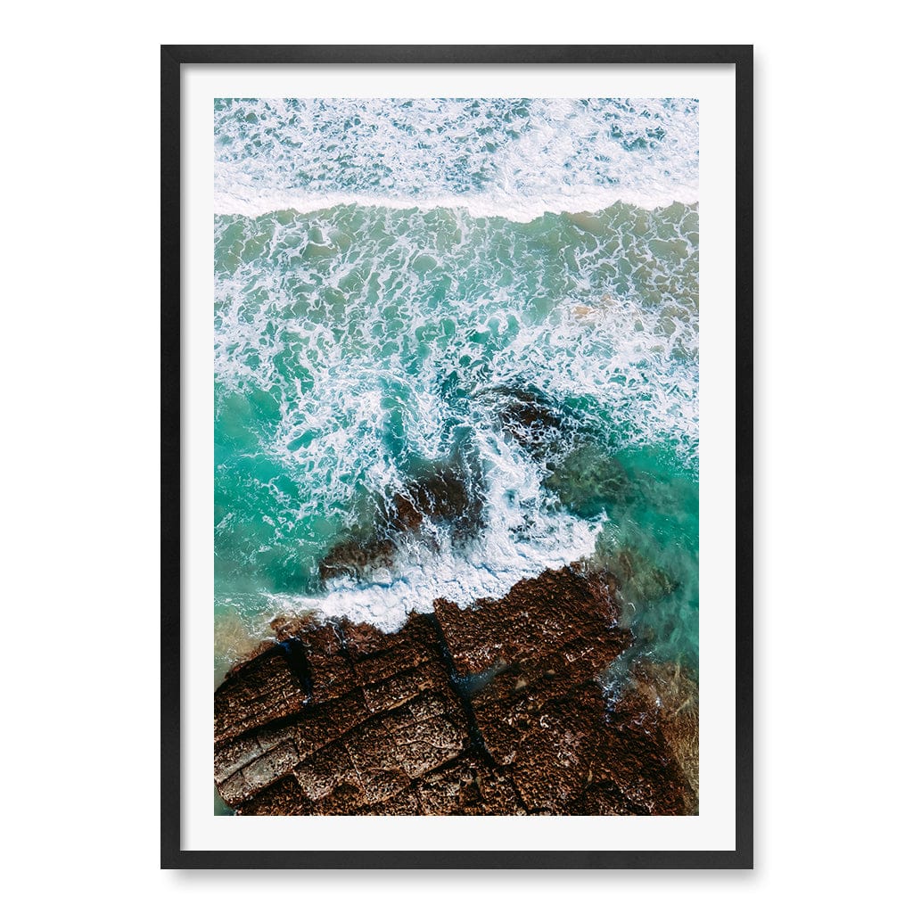Aqua Rocks 3 Point Cartwright Wall Art Print A1 (59.4 x 84.1cm) / Matte Black Frame / White Border from our Australian Made Framed Wall Art, Prints & Posters collection by Profile Products (Australia) Pty Ltd