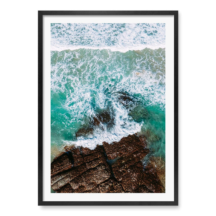Aqua Rocks 3 Point Cartwright Wall Art Print A1 (59.4 x 84.1cm) / Matte Black Frame / White Border from our Australian Made Framed Wall Art, Prints & Posters collection by Profile Products (Australia) Pty Ltd