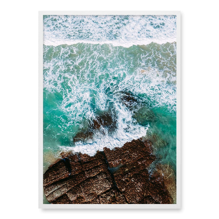 Aqua Rocks 3 Point Cartwright Wall Art Print A1 (59.4 x 84.1cm) / Matte White Frame / No Border from our Australian Made Framed Wall Art, Prints & Posters collection by Profile Products (Australia) Pty Ltd