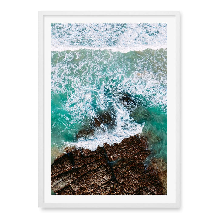 Aqua Rocks 3 Point Cartwright Wall Art Print A1 (59.4 x 84.1cm) / Matte White Frame / White Border from our Australian Made Framed Wall Art, Prints & Posters collection by Profile Products (Australia) Pty Ltd
