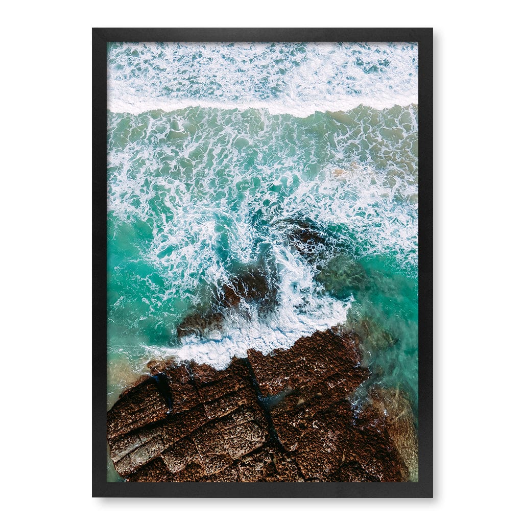 Aqua Rocks 3 Point Cartwright Wall Art Print A2 (42 x 59.4cm) / Matte Black Frame / No Border from our Australian Made Framed Wall Art, Prints & Posters collection by Profile Products (Australia) Pty Ltd