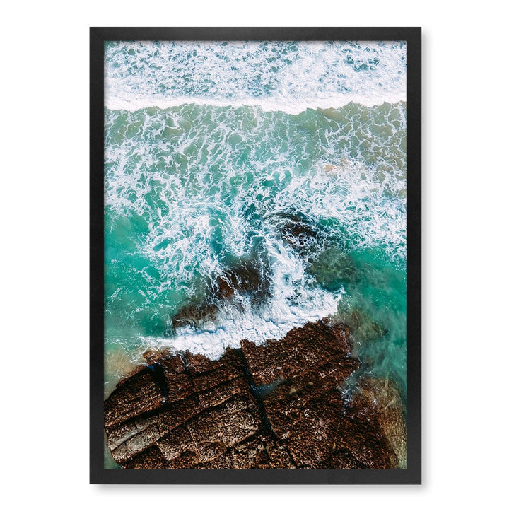 Aqua Rocks 3 Point Cartwright Wall Art Print A2 (42 x 59.4cm) / Matte Black Frame / No Border from our Australian Made Framed Wall Art, Prints & Posters collection by Profile Products (Australia) Pty Ltd