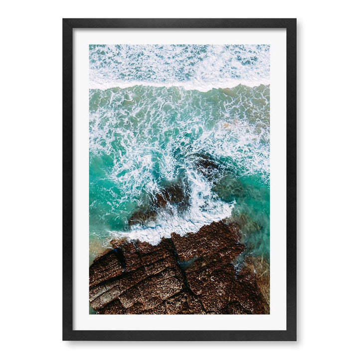 Aqua Rocks 3 Point Cartwright Wall Art Print A2 (42 x 59.4cm) / Matte Black Frame / White Border from our Australian Made Framed Wall Art, Prints & Posters collection by Profile Products (Australia) Pty Ltd